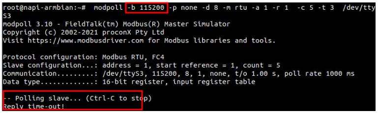 Ошибка timeout неправильной скорости