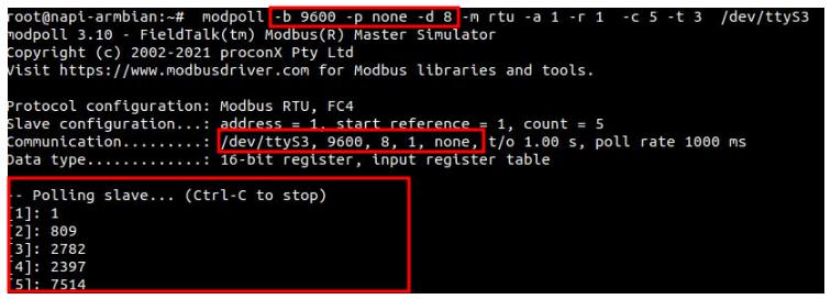 Результат опроса modpoll