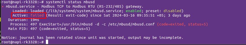 Ошибка сервиса mbusd