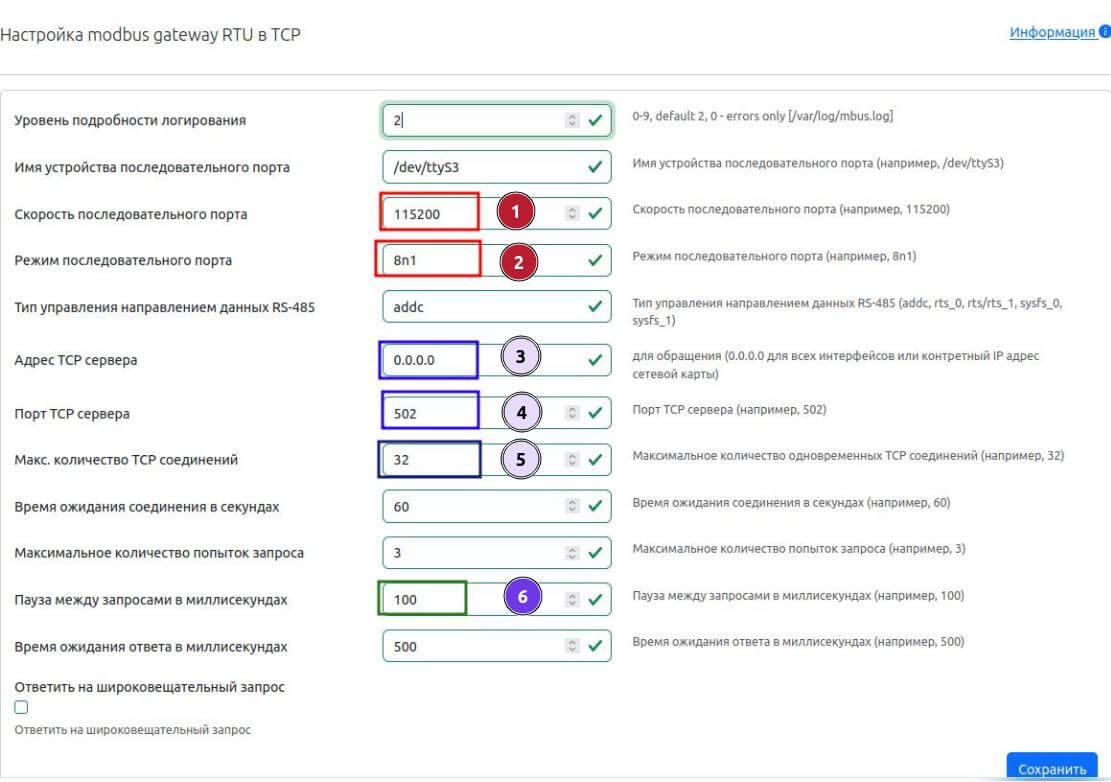 Настройки mbusd